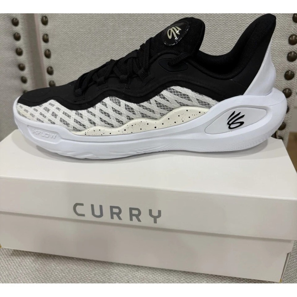 Under Armour Curry 11 Team Black White Sneaker Mens 11 Lace Up Mesh